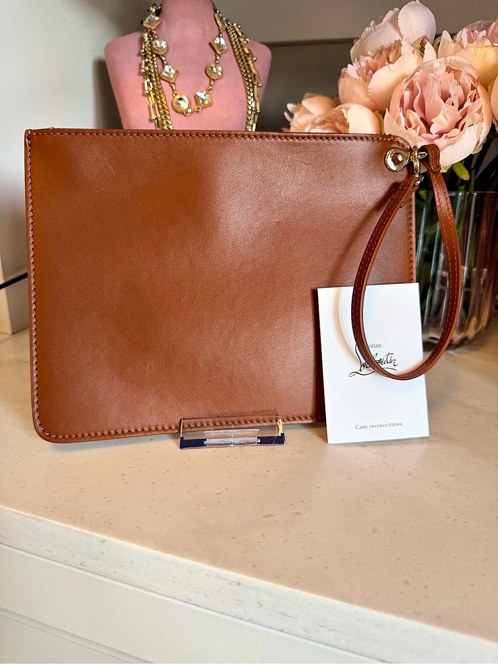 Christian Louboutin Bettina Small Pouch Wristlet Brown
